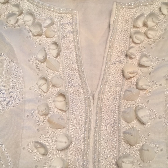 Lilly Pulitzer white shell beaded tunic dress L - Picture 5 of 7